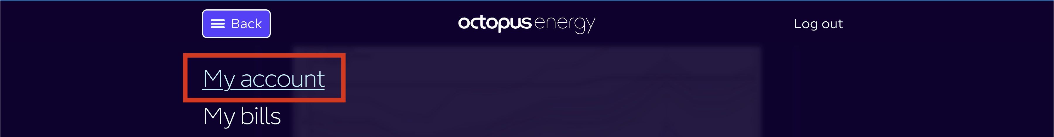 clicking the menu navigation in the top left, then navigating to my account