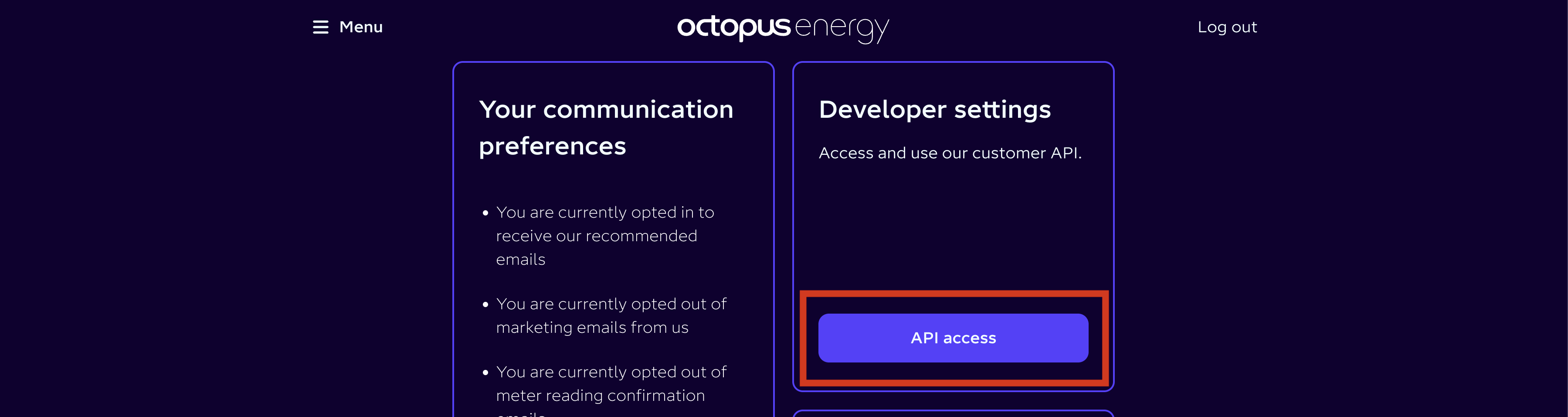 after clicking personal details, you should scroll down to developer settings and then click API access